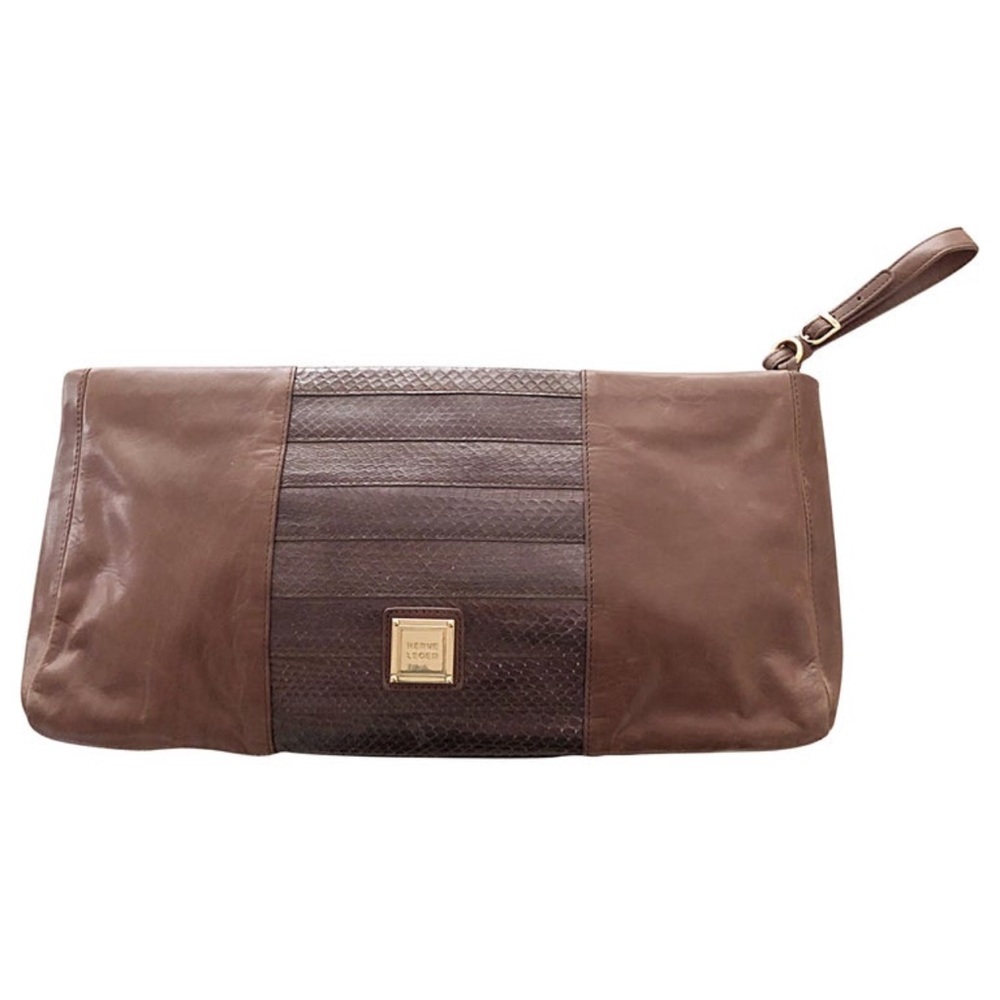 Herve Leger Brown Leather Clutch